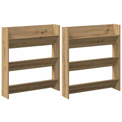Image of Wall Shoe Cabinet with Shelf 2 pcs Artisan oak Engineered wood vidaXL