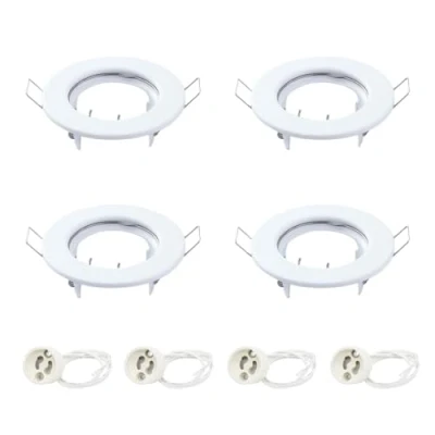 Image of VIKSAUN 4 Pack Round Recessed Spotlights Trim Ring Fitting White Lighting with GU10 Light Mounting Frame for Halogen Bulb,50mm Bulb, Ceiling Spotlight MR16 (4 pcs)