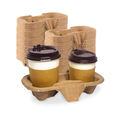 Image of G4GADGET Eco Friendly 2 Cup Carrier Tray Holders Pack of 90 Disposable for Hot and Cold Drinks