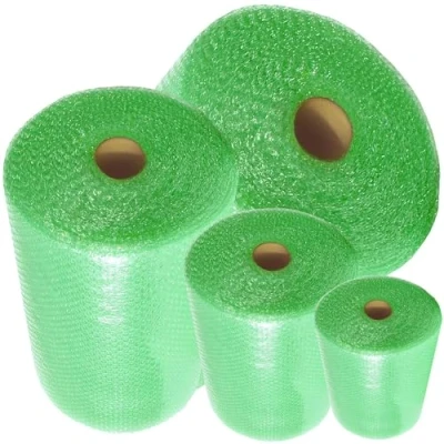 Image of Green Bubble Wrap Rolls Small Air Protective Eco Cushioning for Moving House, Fragile Items, Shipping &amp; Storage (1, 750mm x 50m)