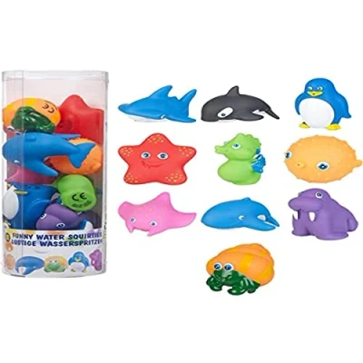 Image of Kids Water Bath Squirties Animals Bathtime Squirter Rubber Fun Set in Tub Childs