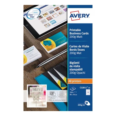 Image of Avery Quick&amp;Clean Business cards white 200 g/m2 25 pcs. 250 )