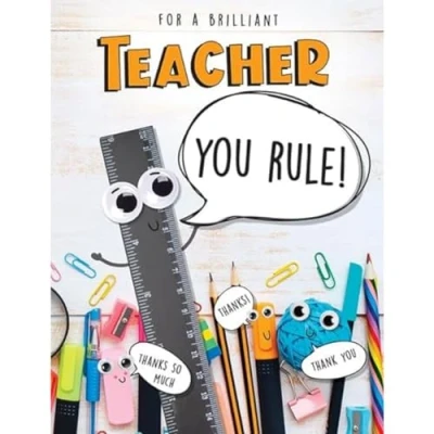 Image of Piccadilly Greetings Brilliant Teacher You Rule Thank Card 8 x 6 inches