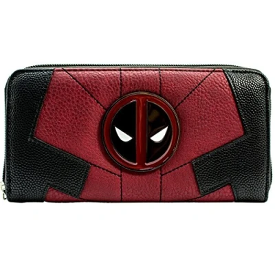 Image of Deadpool Anti Hero Suit Up Outfit Metal Emblem Purse Clutch Coin Pocket &amp; Card Holder, Red