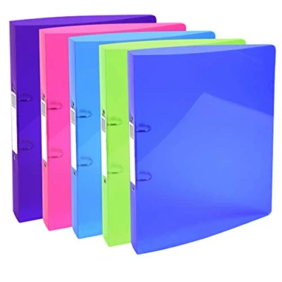 Image of Exacompta Ref. 54780E Set of 5 Iderama semi rigid PP binders 2 round rings diameter 30mm Back 40mm External dimensions: 32x26.8 cm A4 Maxi file format assorted colors