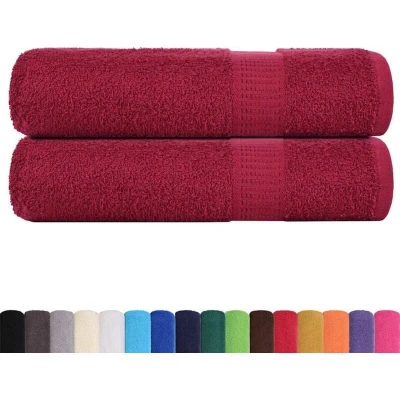 Image of vidaXL Shower Towels 2 pcs Bordeaux 70x140 cm 360 gsm 100% Cotton