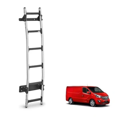 Image of Rhino Rear Door Ladder for Vauxhall Vivaro Van Fits 2014 2019 [Standard Roof] 6 Anti Slip Steps 120kg Support