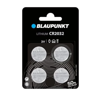 Image of BLAUPUNKT CR2032 coin lithium batteries, 3V, pack of 4, best for AirTag, car keys, watches and heart rate monitors