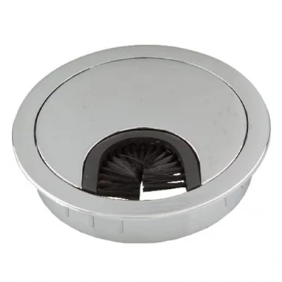 Image of 60mm, 80mm Metal Desk Cable Tidy Outlet Grommet Insert (Chrome, Black, INOX) (80mm, Chrome)