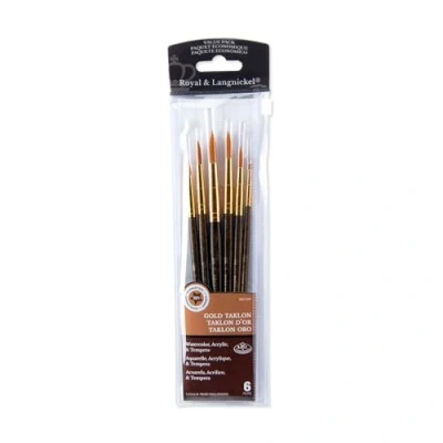 Image of Royal and Langnickel Round Taklon Variety Brush Set Gold (Pack of 6)