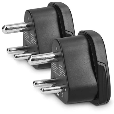 Image of kwmobile 2x Travel Adapter Type D Universal to Socket for Holidays in India, Sri Lanka, Nepal, UAE, Nigeria Black 2 Pack