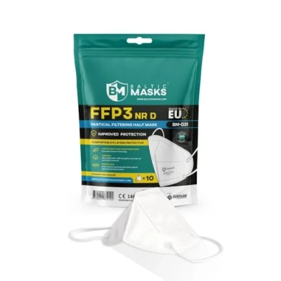 Image of Baltic Masks FFP3 NR D Made in EU Partical Filtering Half Mask BM 031 Comfortable 5 Layers Standart Size Earloop Pack of 10