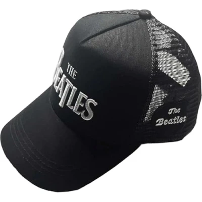 Image of The Beatles Baseball Cap Drop T Band Logo and Apple Official Black trucker One Size