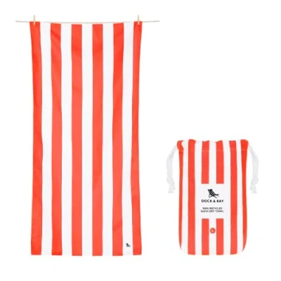 Image of Dock &amp; Bay Beach Towel Quick Dry, Sand Free Compact, Lightweight 100% Recycled Includes Bag Cabana Waikiki Coral Red Extra Large (200x90cm, 78x35)