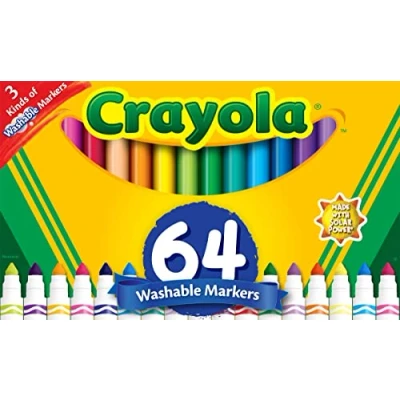 Image of Crayola Ultra Clean Broad Line Washable Markers Assorted Colors 64/Pkg