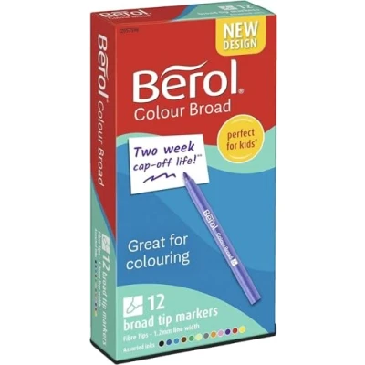 Image of Berol Assorted Water Based Colourfine Pens Wallet (12 Pack) S0376510