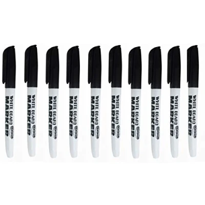 Image of JMS we create smile Black Whiteboard Pens White Board Markers Dry Wipe for No toxic Fine tip Thin Box Pack of 36