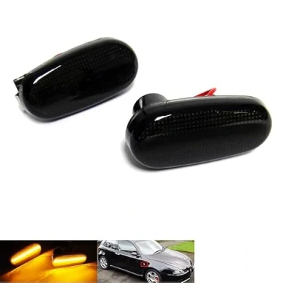 Image of RZG 2x Black Smoked Lens Side Indicator Amber LED Marker Repeater Light For AR 147 Pre LCI 937 GT MiTo 955 Bravo II 198