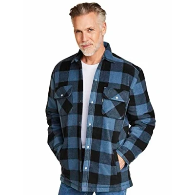 Image of Champion Mens Kinross Fleece Padded Lumberjack Style Shirt Blue XXL