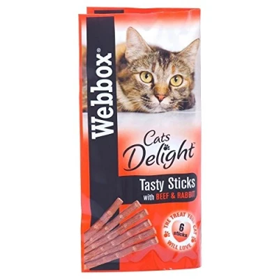 Image of Webbox Cats Delight Tasty Cat Treats Sticks All Flavours (6 Per Pack) (Beef &amp; Rabbit, 2