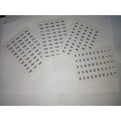 Image of Numbered 1 200 Stickers, Self Adhesive Sticky Number Labels