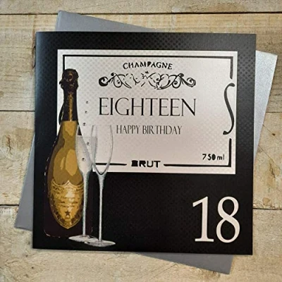 Image of WHITE COTTON CARDS Eighteen Happy, Handmade Large 18th Birthday Card (Code XBA18)