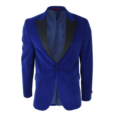Image of TruClothing Mens Blue Velvet Dinner Tuxedo Suit Jacket Blazer Size 36 (Chest)