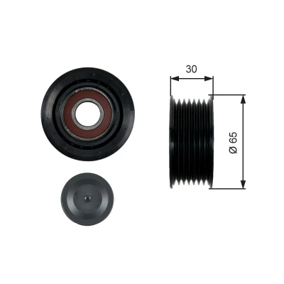 Image of 9513167J00, 9513176K00 Idler Pulley GATES T36439 PowerGrip with grooves SUZUKI: Grand Vitara 2 SUV