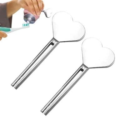 Image of Toothpaste Tube Key, Metal Manual Squeezer, 2 Key Tooth Paste Stainless Steel Roller Wringer, Squeezer for