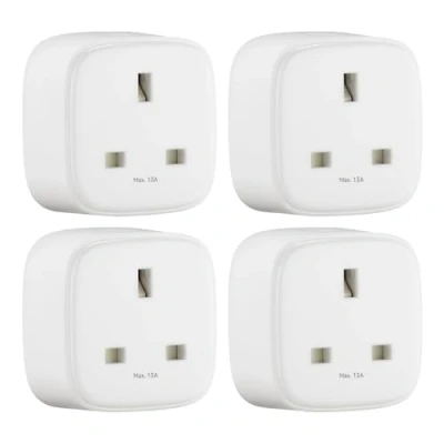 Image of Amazon Basics Single Outlet Indoor 2.4 GHz Wi Fi Smart Plug, works with Alexa only, 4 Pack, White, UK