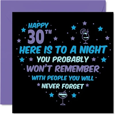 Image of Funny 30th Birthday Card for Men Women Won&#039;t Remember Happy Cards 30 Year Old Son Daughter Brother Sister Cousin Friend, 145mm x Thirty Thirtieth Bday Greeting Gift