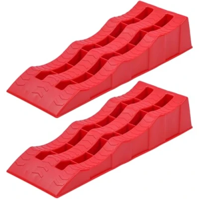 Image of KATSU Tools 2 PCs Caravan Levelling Ramps 4 Ton Capacity Heavy Duty 3 Step Plastic Campervan Motorhome RV Vehicles Kerb Wheel Blocks Levelers, Red, 610 x 210 120mm