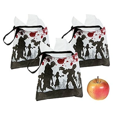 Image of MunchieMoosKids Pack of 6 Zombie Tote Bag Halloween Party Loot Trick or Treat Bags