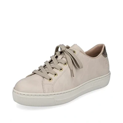 Image of Rieker Women lace up Shoes L9800, Ladies Casual Shoes,Sneakers,Street Shoe,Casual Shoe,Sneaker,Laces,Beige (Beige / 80),41 EU 7.5 UK