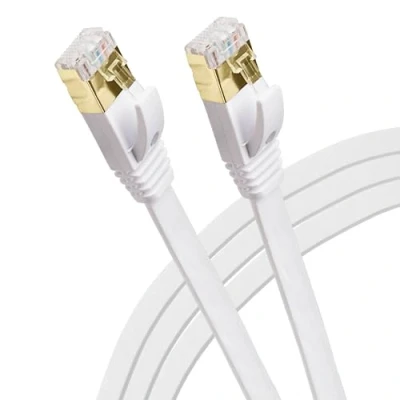 Image of Maplin Flat Ethernet Cable 10M, CAT7 UTP LAN Network RJ45 10Gbps Individual Shielding, Compatible with Laptop/PC, CCTV, PS4/5, Xbox, Switch, Modem, Router, Smart TV, Printer, WiFi Extender