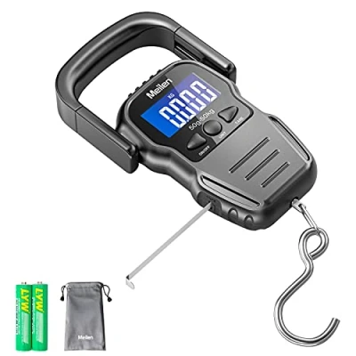 Image of Luggage Scale with Measuring Tape,110lb/50kg Digital Fishing Scales Hook &amp; Handle， Weight Backlit LCD Display, Portable Hanging Suitcase Weighing