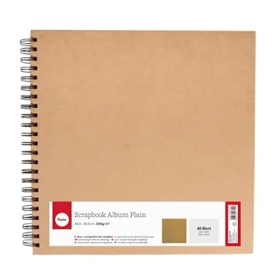 Image of Rayher Spiral Bound Scrapbook with Plain Kraft Paper Pages, Hardcover Memory Book, Square Album in the size 30.5x30.5cm, 40 60681000