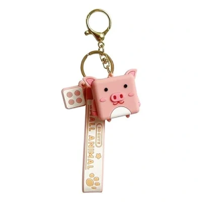 Image of KUPOOL Cute Cartoon Keychain Women Pig Keychains Animal Keyrings Eco friendly Silicone Key Pendant Doll Bag Figure Charms Chains Jewelry Gift, Multicolor