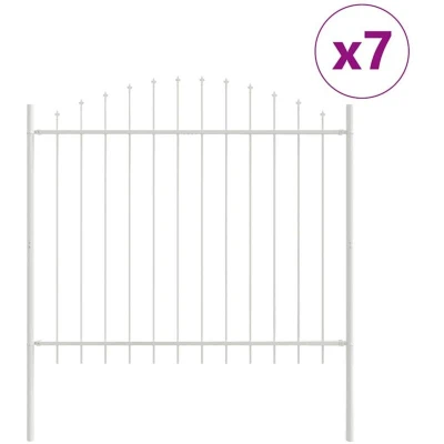 Image of vidaXL White Garden Fence with Hoop Top 11.9 x 1.25 m Steel