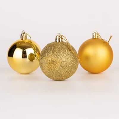 Image of 60mm/6Pcs Christmas Baubles Shatterproof Gold, Tree Decorations Ball Ornaments Balls Xmas Hanging Holiday Decor Shiny,Matte,Glitter