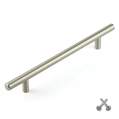 Image of T Bar Kitchen Cabinet Door Handle, Cupboard Drawer Bedroom Furniture Handles, Brushed Nickel 96mm