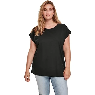 Image of Urban Classics Extended Shoulder TEE Basic Tshirt, Women&#039;s, Size: XS, Black