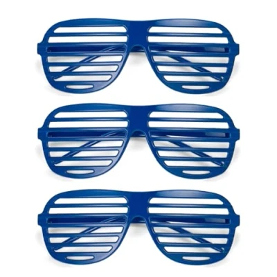 Image of Komonee 3 x Dark Blue Shutter Shades Fun Novelty Plastic Party Retro Fancy Dress Costume Prop Rave Club Eyewear Disco Adults 80&#039;s Sunglasses