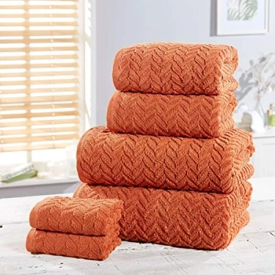 Image of Rapport Herringbone 6 Piece Towel Bale (2xFace, 2xHand, 2xBath/Sheet) Spice