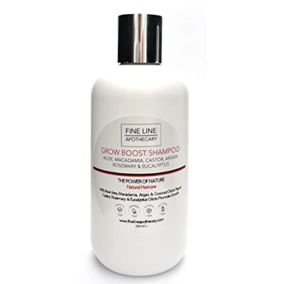 Image of Fine Line Apothecary Growth Boost Shampoo 99% Natural Macadamia, Castor, Argan, Rosemary, Eucalyptus. Sulfate/Parabens Free. Gentle, Concentrated. pH 5.5 For Sensitive Skin. 250ml