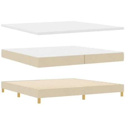 Image of vidaXL Box Spring Bed with Mattress Cream 200x200 cm Fabric