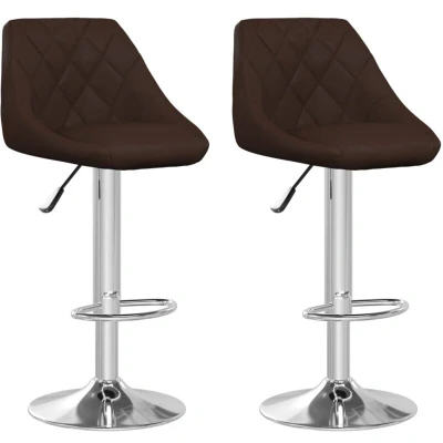 Image of vidaXL Bar Stools 2 pcs Brown Faux Leather