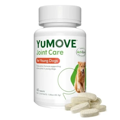 Image of YuMOVE Young and Active Dog Joint Supplement for Dogs to Support Growing Joints Aged Under 6 60 Tablets Clear