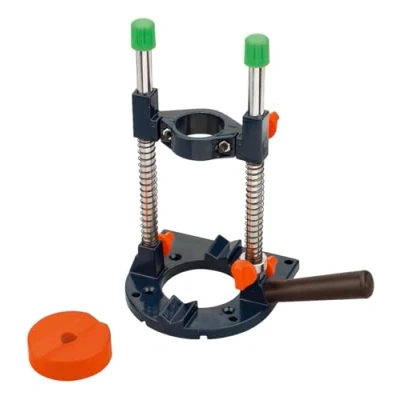 Image of kwb drill stand for drilling machines with 43 mm Euro neck or handle holder, mobile cordless screwdrivers matching receptacle, straight and inclined holes