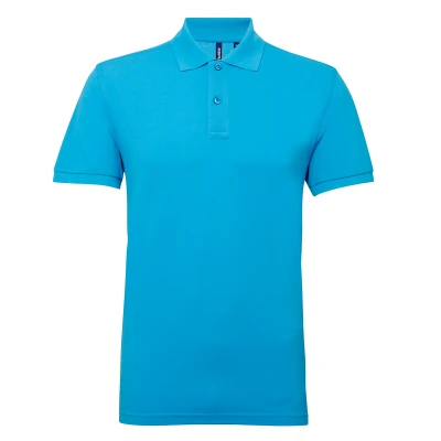 Image of Asquith &amp; Fox Mens Short Sleeve Performance Blend Polo Shirt (Turquoise) Size Small